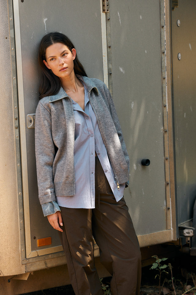 The Mixed Denim Cardigan