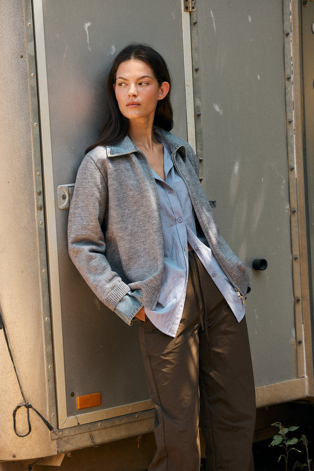 The Mixed Denim Cardigan