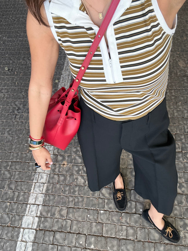 Rise rib tank polo zipper