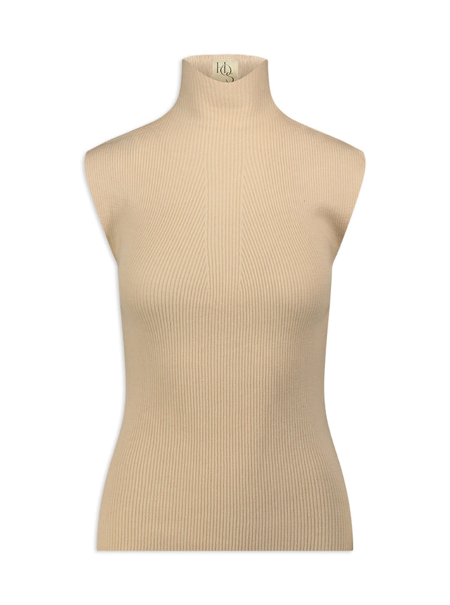 Sleeveless High Neck Knit