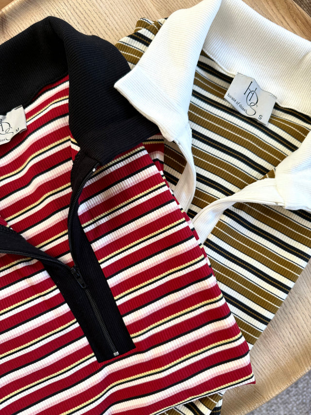 Rise rib tank polo zipper