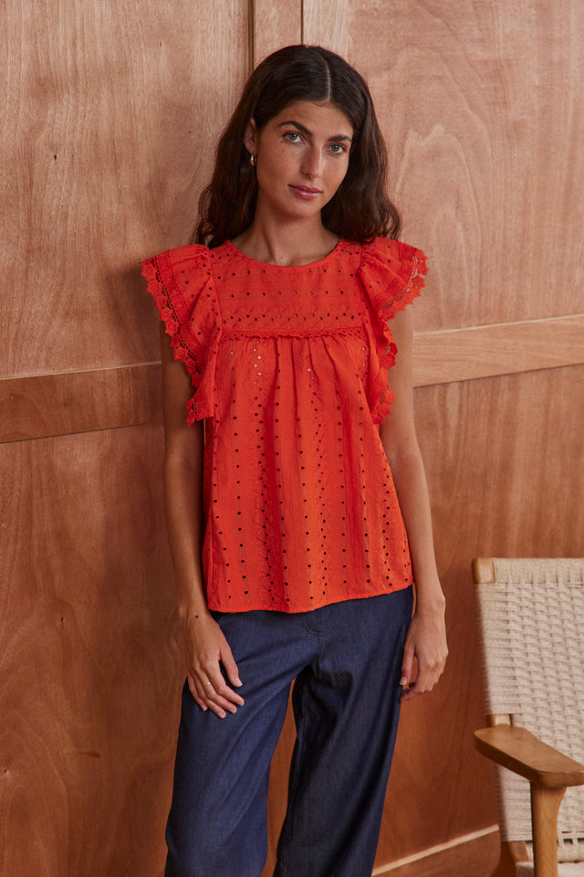Olivia Cotton Lace Top