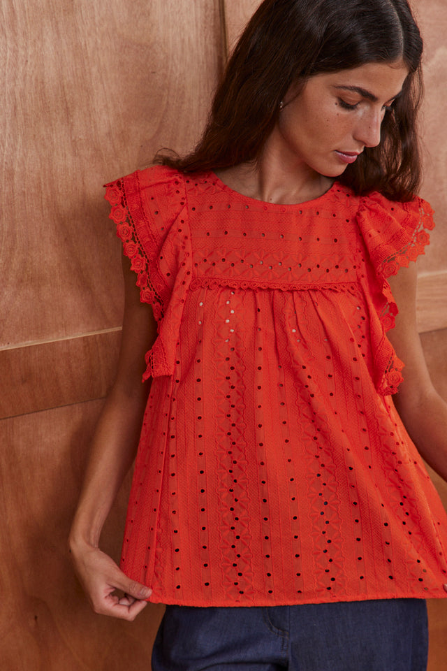Olivia Cotton Lace Top