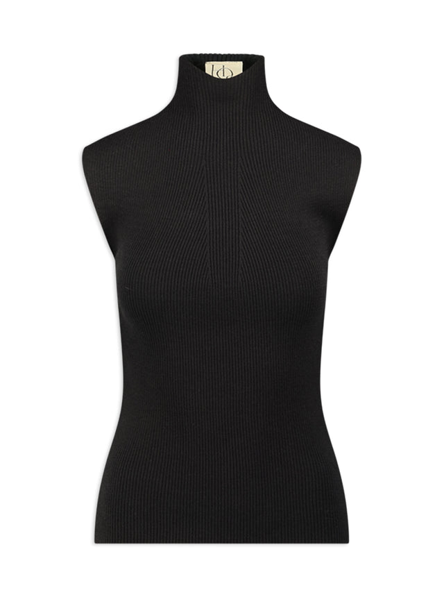 Sleeveless High Neck Knit