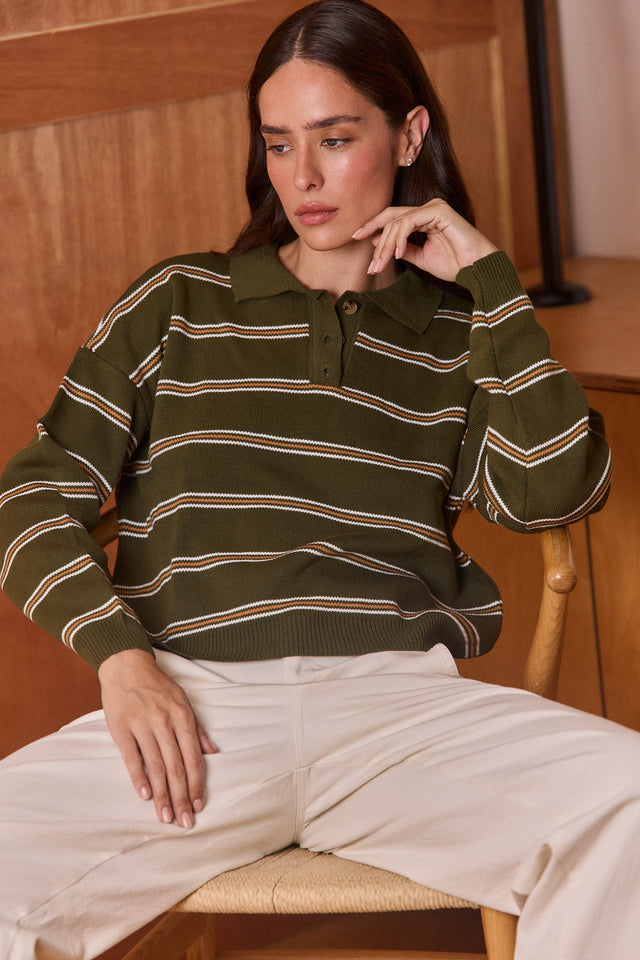 Striped Polo Sweater