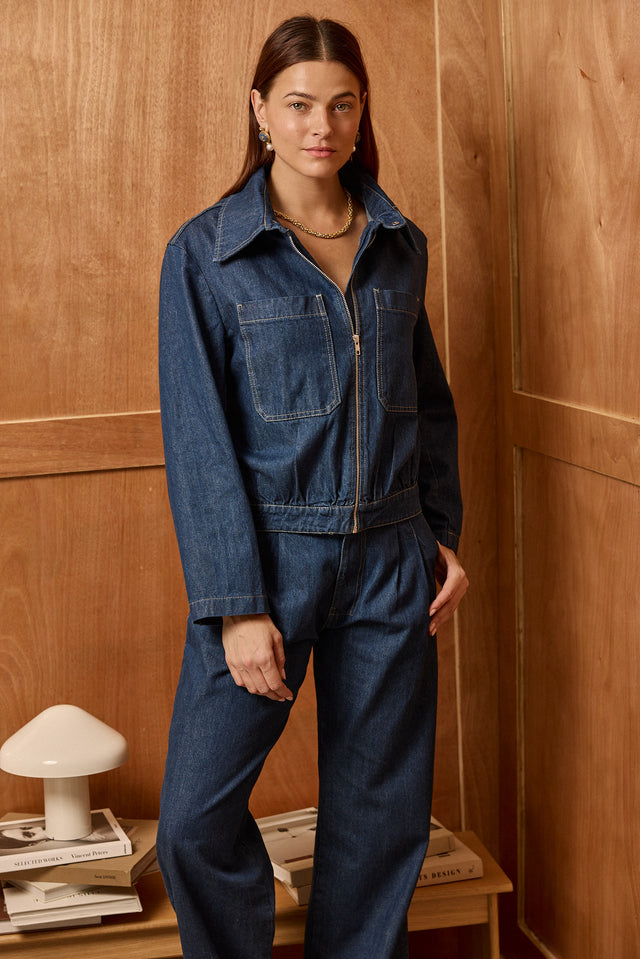 HOS Pleated Straight Denim
