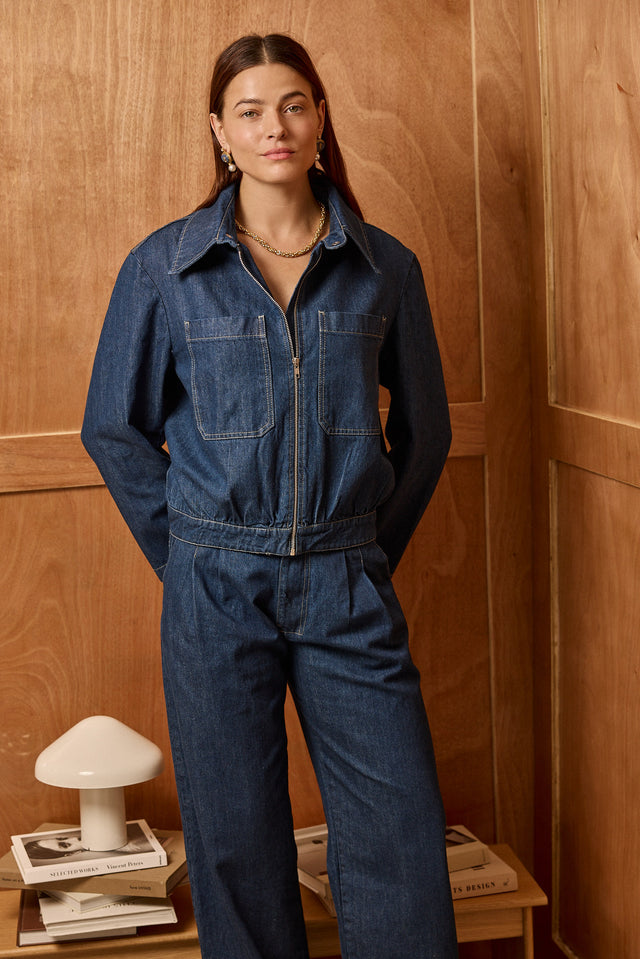 HOS Pleated Straight Denim