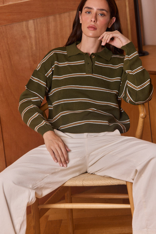 Striped Polo Sweater