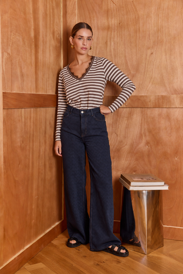 Essential Lace Striped Top