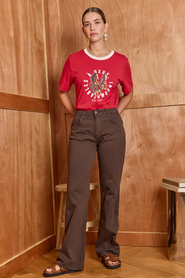 Brown Mid Rise Trousers