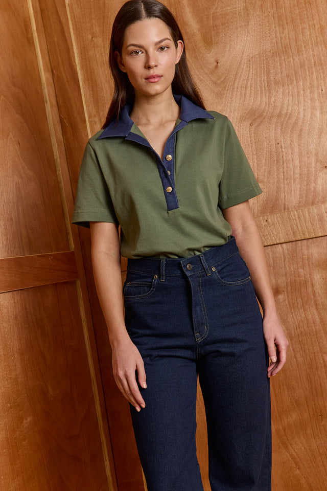 The Mixed Denim Polo