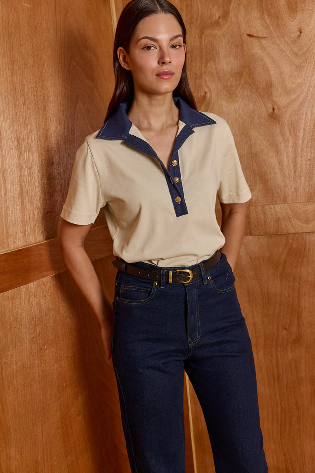 The Mixed Denim Polo