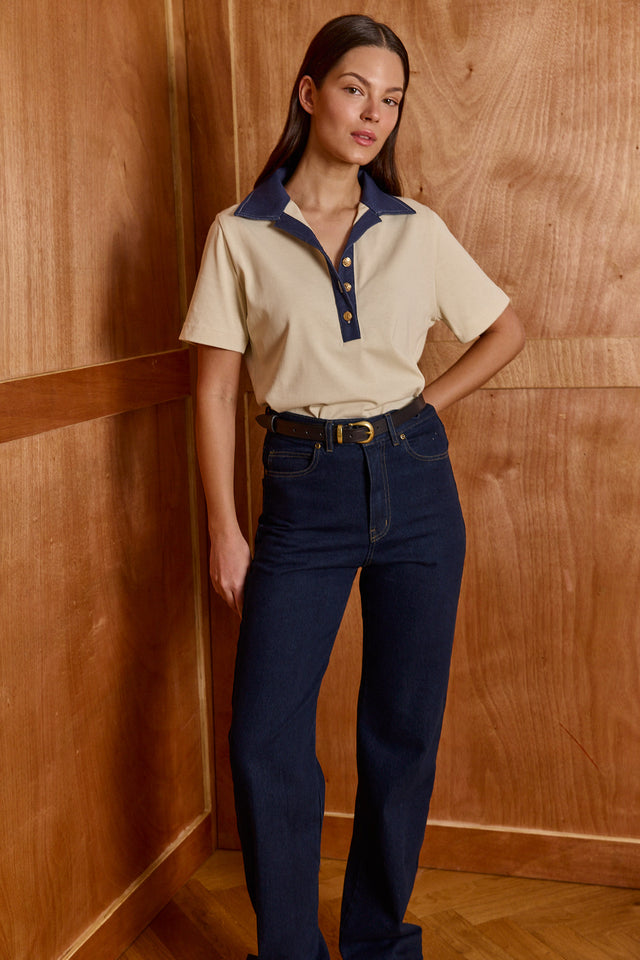 The Mixed Denim Polo