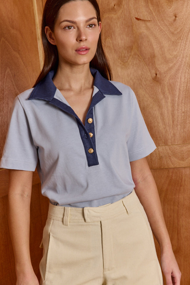 The Mixed Denim Polo