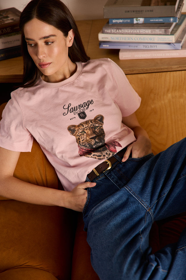 HOS Tiger in Silk Tee - Pink