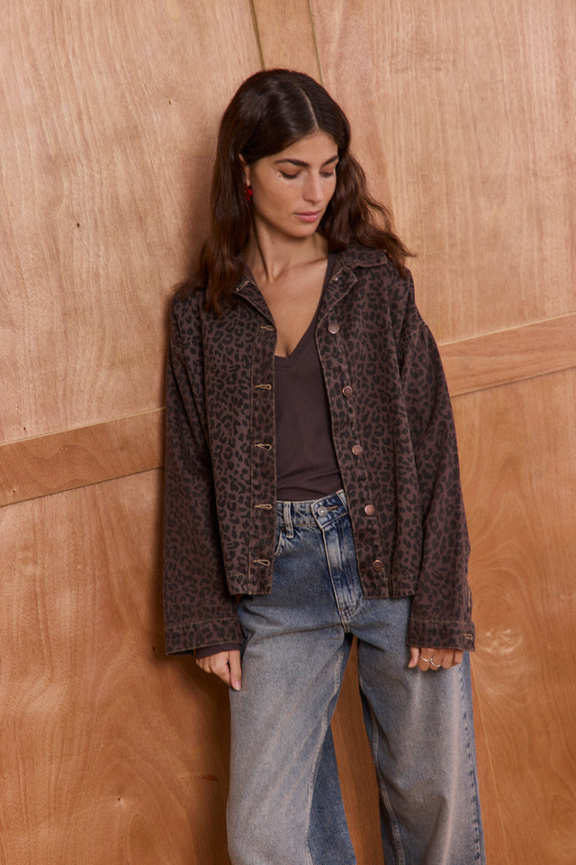 Leopard Denim Jacket