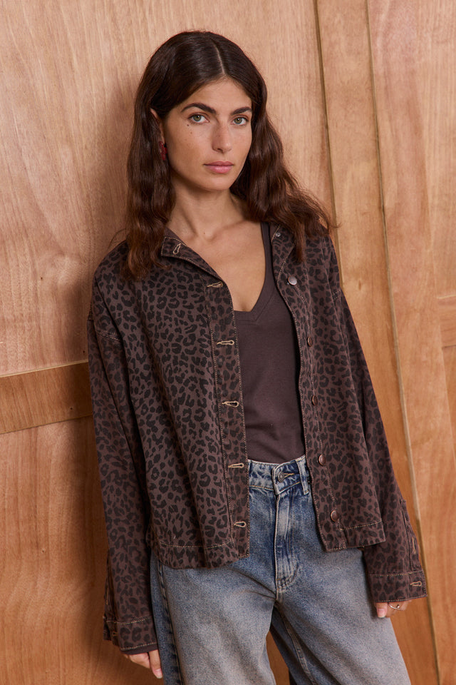 Leopard Denim Jacket
