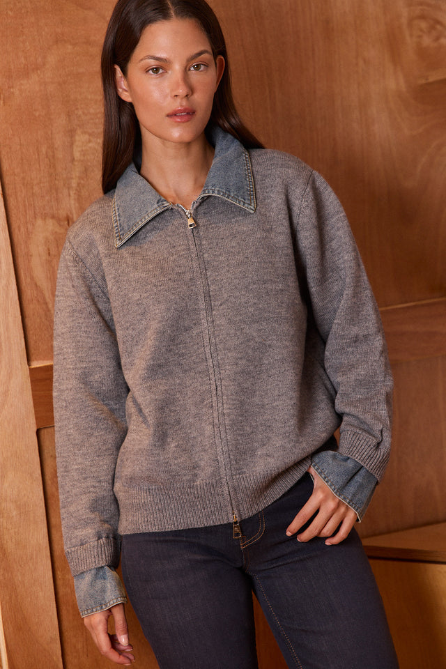 The Mixed Denim Cardigan