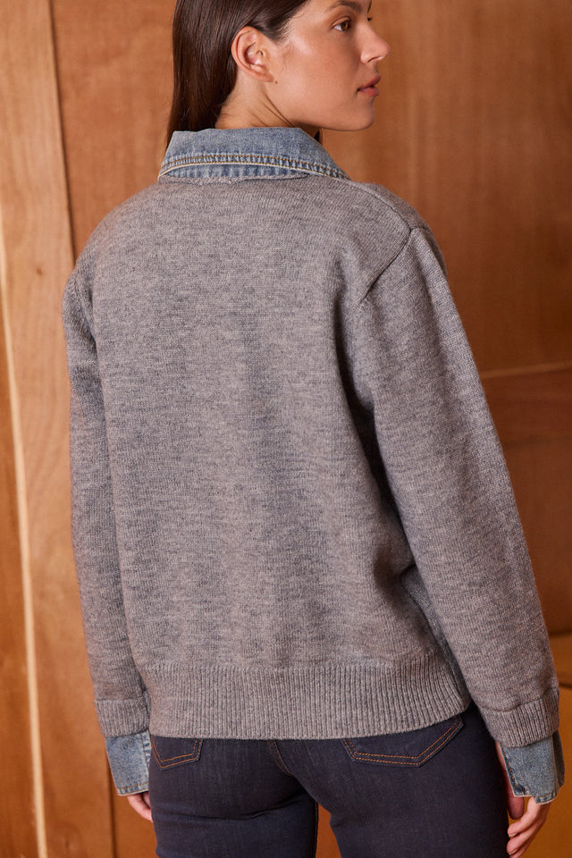 The Mixed Denim Cardigan