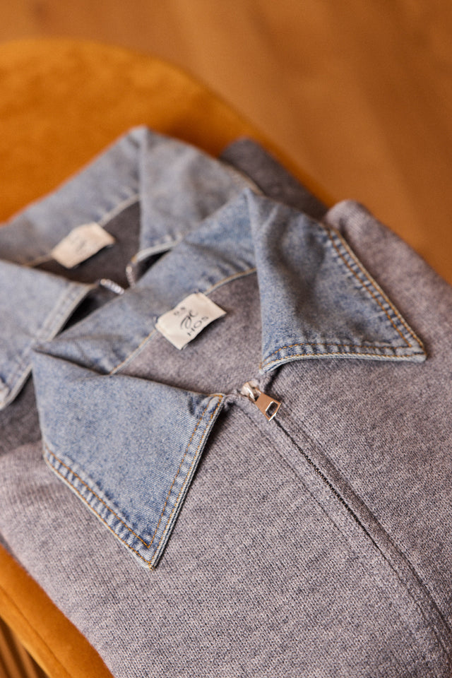 The Mixed Denim Cardigan